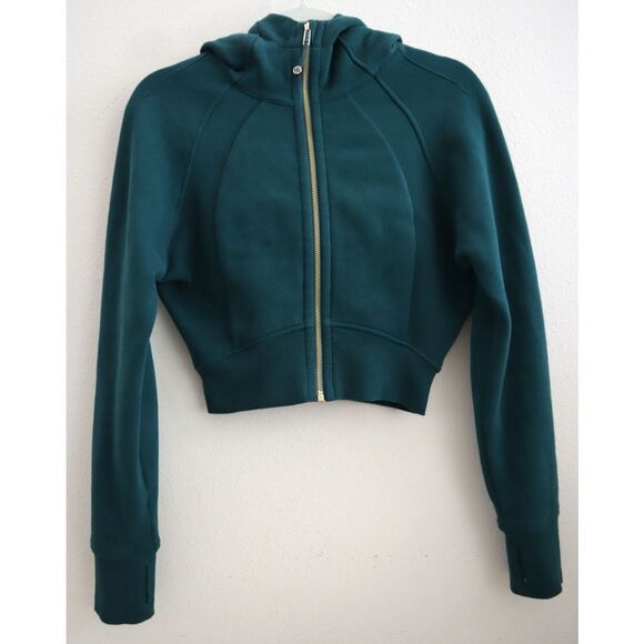 Lululemon W3HKJS Women's Sz 4 Teal/Gold Scuba Full-Zip Cropped Hoodie *Rare - Picture 1 of 12